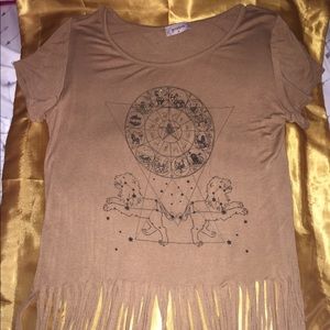 Zodiac Crop Top shirt with Tassels
